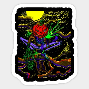 halloween pumpkin head scarecrow color Sticker